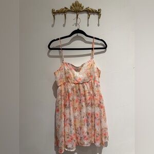 Windsor Ivory Floral Babydoll Dress with Spaghetti straps